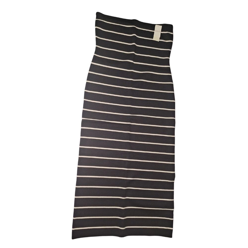 Abercrombie & Fitch Strapless Striped Bodycon Dress Black White XL NWT
